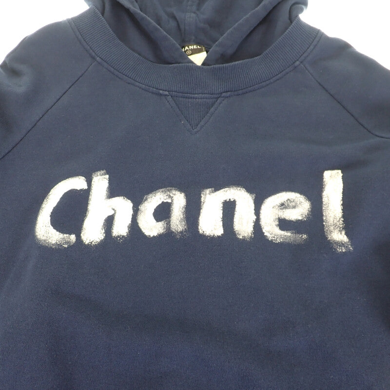 シャネル CHANEL ペイントロゴ 2013年クリスマス 顧客限定ノベルティ M C63122K06167AY977 パーカー コットン ネイビー メンズ レディース【中古】【ABランク】
