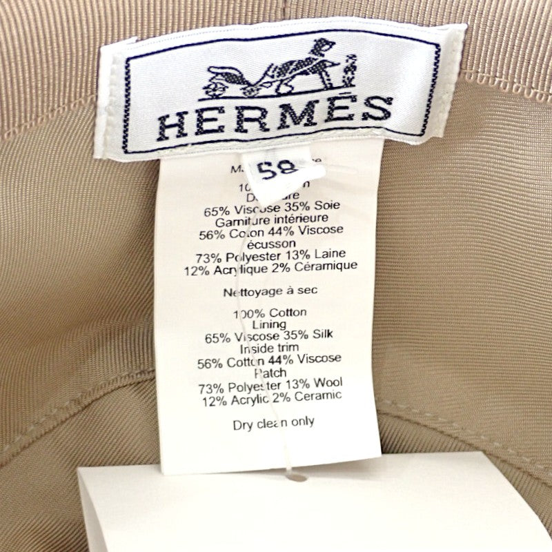 愛馬仕 HERMES Harper H Sellier 水桶包 H232031N_D158 帽子 棉 杏色 女士【中古】【A級品】