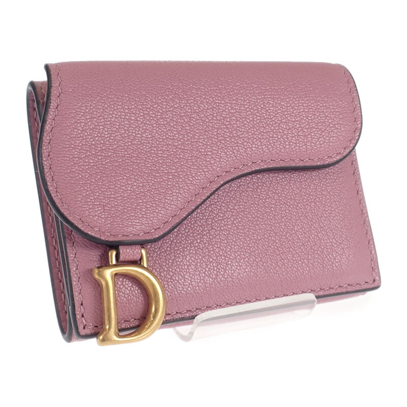 迪奧 Dior Saddle 袖珍錢包 S5653CCEH 三折錢包 山羊皮 薰衣草色 女款【中古】【A級】