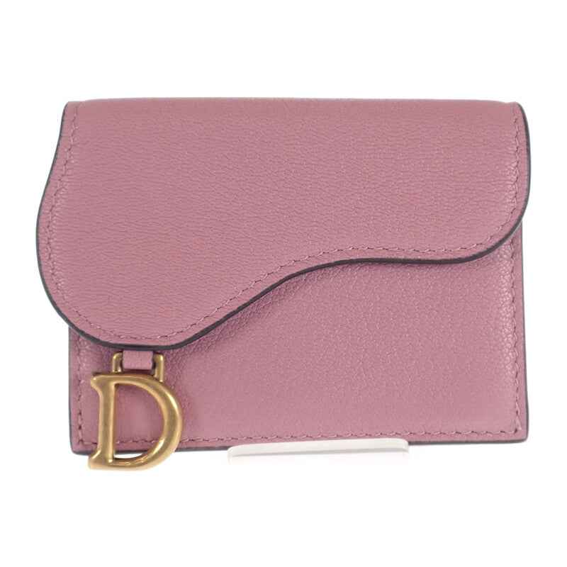 ディオール Dior サドル コンパクトウォレット S5653CCEH 三つ折り財布 ゴートスキン ラベンダー レディース【中古】【Aランク】