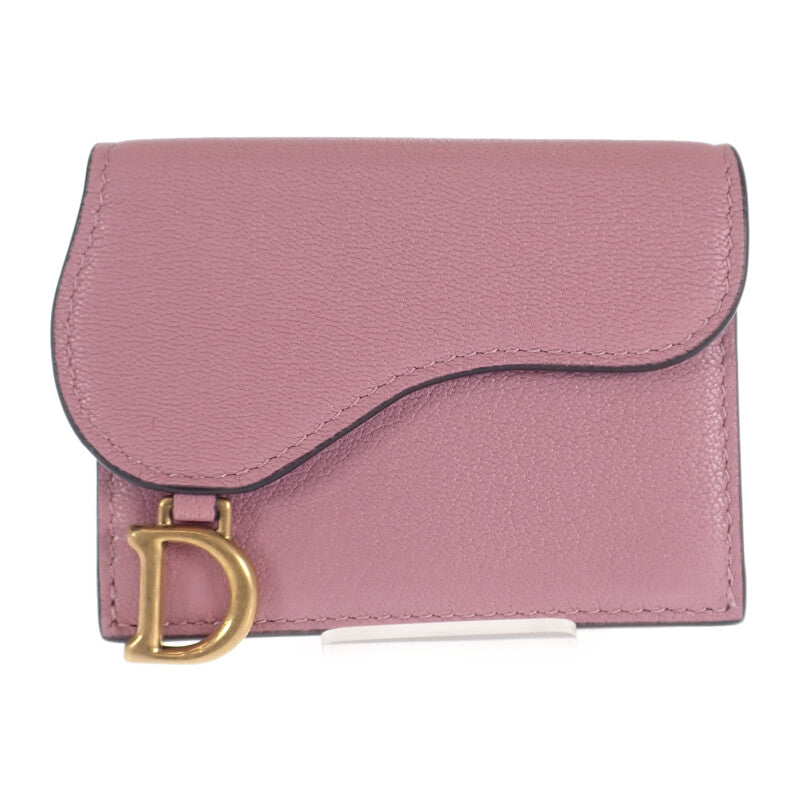 迪奧 Dior Saddle 袖珍錢包 S5653CCEH 三折錢包 山羊皮 薰衣草色 女款【中古】【A級】