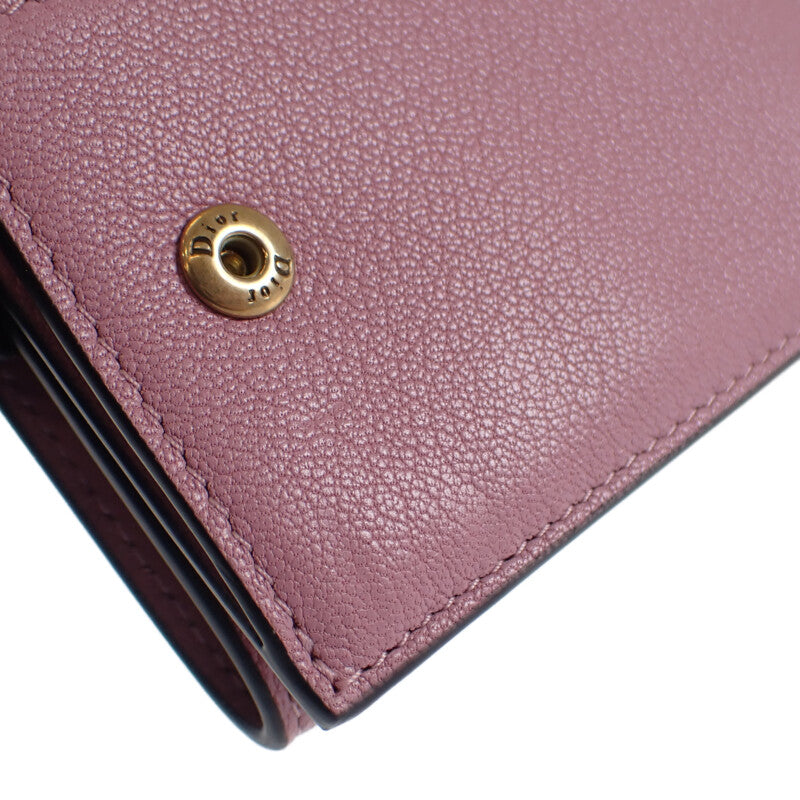 ディオール Dior サドル コンパクトウォレット S5653CCEH 三つ折り財布 ゴートスキン ラベンダー レディース【中古】【Aランク】