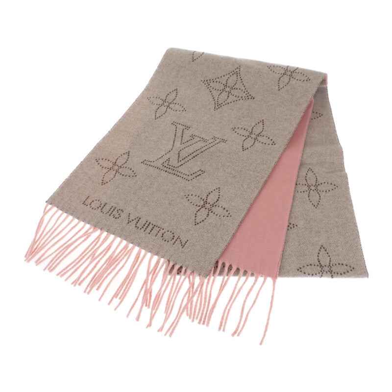 ルイヴィトン LOUIS VUITTON フライトモード マヒナ M79402 マフラー カシミヤ ウール シルク グレイローズ レディース【中古】【Aランク】