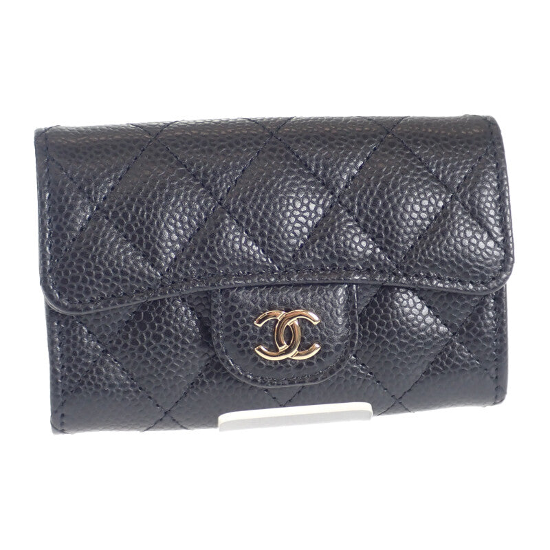 シャネル CHANEL クラシックフラップ AP0214_Y01864_C3906 カードケース キャビアスキン ブラック ゴールド金具 レディース【中古】【Sランク】