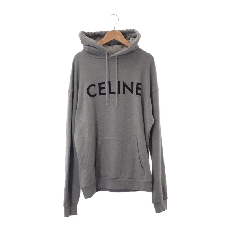 セリーヌ CELINE ルーズフーディー S 2Y321670Q.09GB パーカー コットン グレー メンズ【中古】【ABランク】