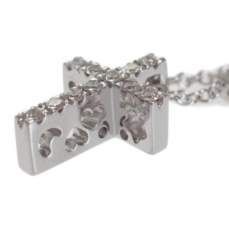 【中古】ジョエルモーダ GIOIEL MODA クロス ネックレス K18ホワイトゴールド ダイヤモンド レディース【Aランク】