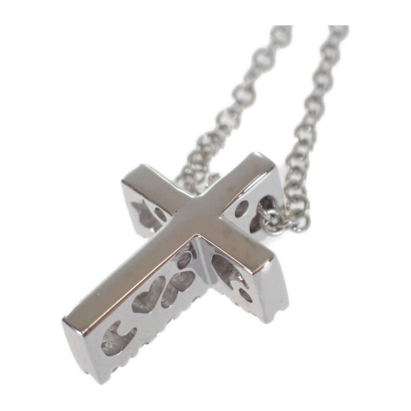 【中古】ジョエルモーダ GIOIEL MODA クロス ネックレス K18ホワイトゴールド ダイヤモンド レディース【Aランク】