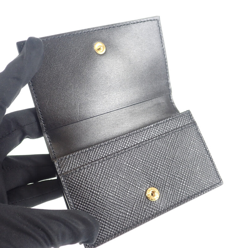 プラダ PRADA サフィアーノ 1MC122_QWA_F0002 カードケース レザー ブラック ゴールド金具 レディース【中古】【Aランク】