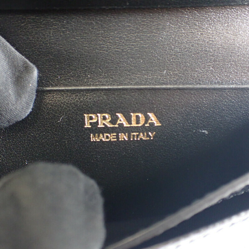 PRADA 普拉達 Saffiano 皮夾式卡片套 1MC122_QWA_F0002 黑色皮革 金色金屬配件 女士【二手】【A級】