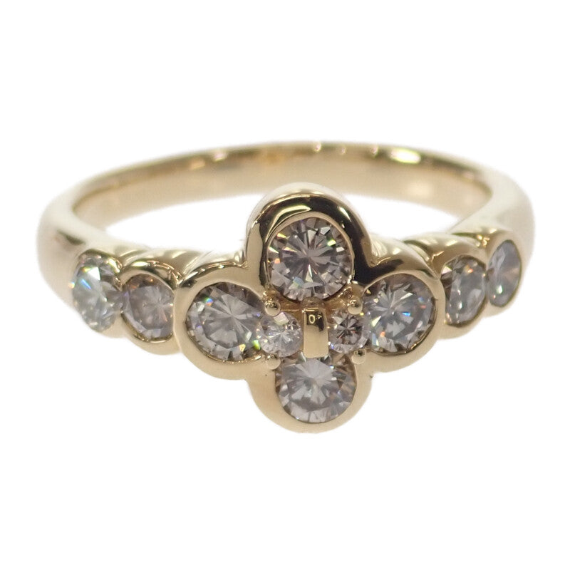 フラワー クローバー デザインジュエリー 12号 リング K18イエローゴールド ダイヤモンド レディース【中古】【Aランク】