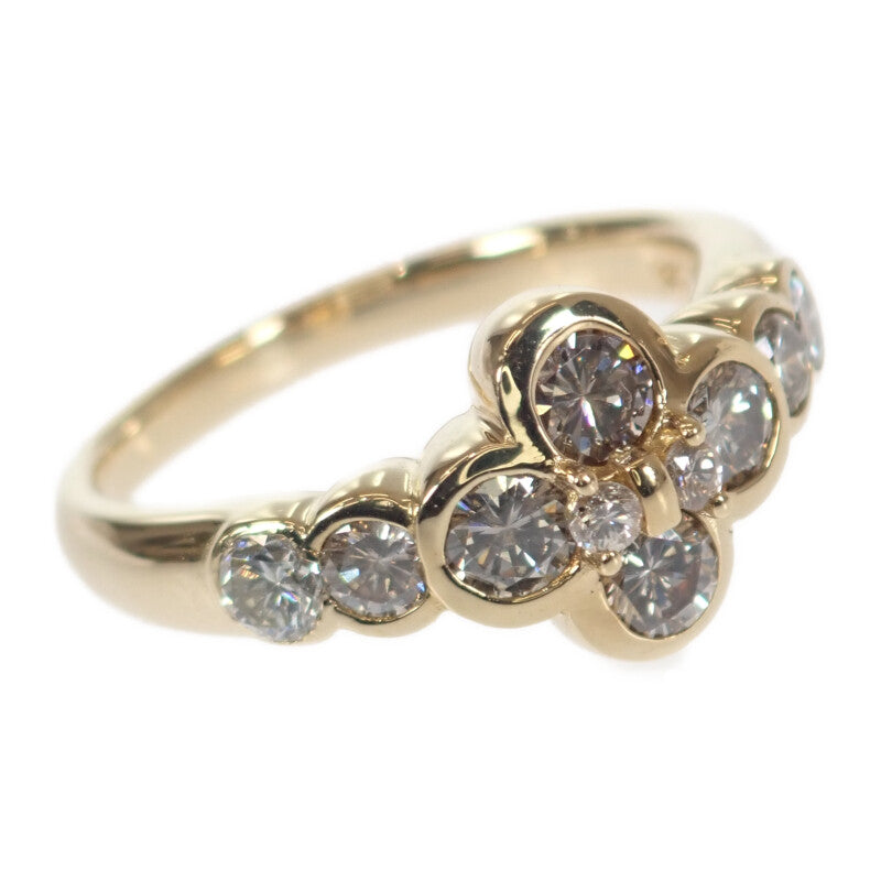 K18 フラワー クローバー デザインジュエリー 12号 リング K18イエローゴールド ダイヤモンド レディース【中古】【Aランク】