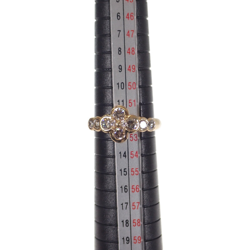 花朵 幸運草 設計珠寶 12號 戒指 K18黃金 鑽石 女士【中古品】【A級品】