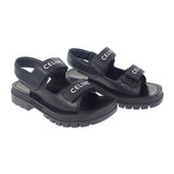 セリーヌ CELINE LEO ベルクロストラップ 345663338C.38NO サンダル カーフスキン ブラック 39 レディース【中古】【Sランク】