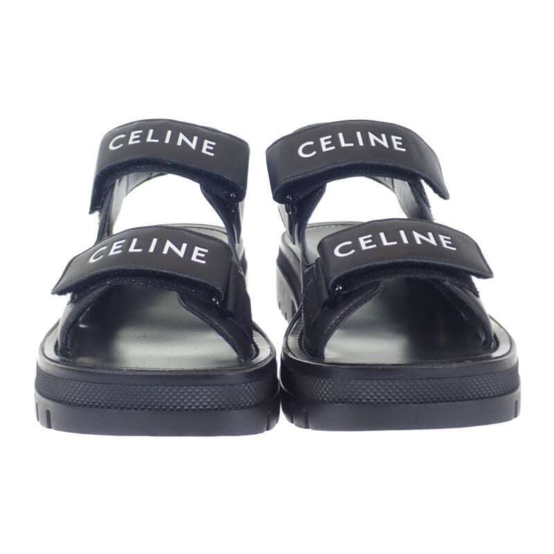 セリーヌ CELINE LEO ベルクロストラップ 345663338C.38NO サンダル カーフスキン ブラック 39 レディース【中古】【Sランク】