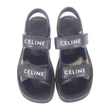 セリーヌ CELINE LEO ベルクロストラップ 345663338C.38NO サンダル カーフスキン ブラック 39 レディース【中古】【Sランク】