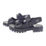 セリーヌ CELINE LEO ベルクロストラップ 345663338C.38NO サンダル カーフスキン ブラック 39 レディース【中古】【Sランク】