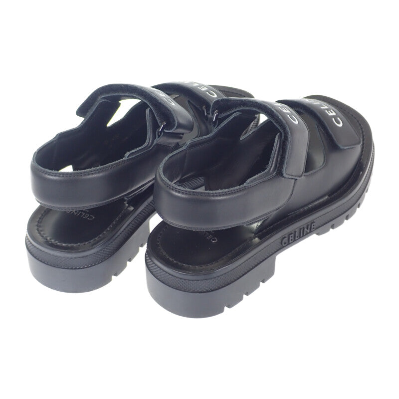 セリーヌ CELINE LEO ベルクロストラップ 345663338C.38NO サンダル カーフスキン ブラック 39 レディース【中古】【Sランク】
