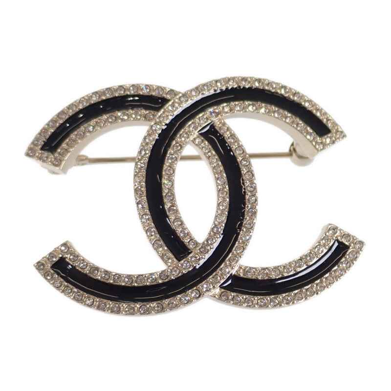 シャネル CHANEL ココマーク ブローチ メタル クリスタル ゴールド ブラック レディース【中古】【Aランク】