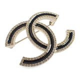 シャネル CHANEL ココマーク ブローチ メタル クリスタル ゴールド ブラック レディース【中古】【Aランク】