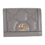 グッチ GUCCI GGマトラッセ ウォレット 723786_UM8IG カードケース キルティングレザー グレー ゴールド金具 レディース【中古】【SAランク】