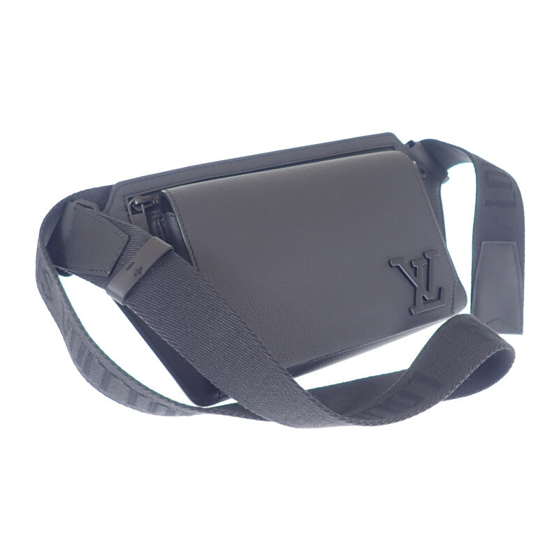 ルイヴィトン LOUIS VUITTON テイクオフ・スリング M57081 ボディバッグ グレインカーフレザー ブラック メンズ【中古】【Aランク】