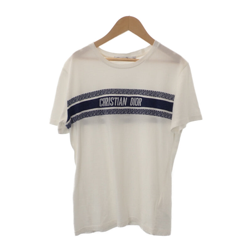 ディオール Dior ロゴ S 143T04A4043_X0200 半袖Tシャツ コットン ホワイト メンズ レディース【中古】【ABランク】