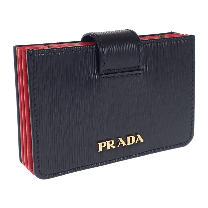 プラダ PRADA アコーディオンバイカラー 1MC211 カードケース ヴィッテロムーブレザー ブラック レッド レディース【中古】【Aランク】