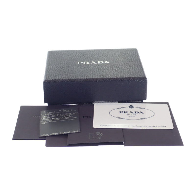 プラダ PRADA アコーディオンバイカラー 1MC211 カードケース ヴィッテロムーブレザー ブラック レッド レディース【中古】【Aランク】