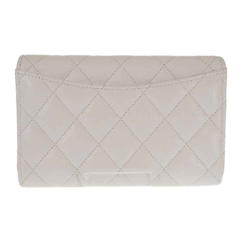 シャネル CHANEL ミディアム クラシックフラップ ウォレット AP0232_B33352_10601 二つ折り財布 キャビアスキン ホワイト ゴールド金具 レディース【中古】【Aランク】