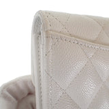 シャネル CHANEL ミディアム クラシックフラップ ウォレット AP0232_B33352_10601 二つ折り財布 キャビアスキン ホワイト ゴールド金具 レディース【中古】【Aランク】