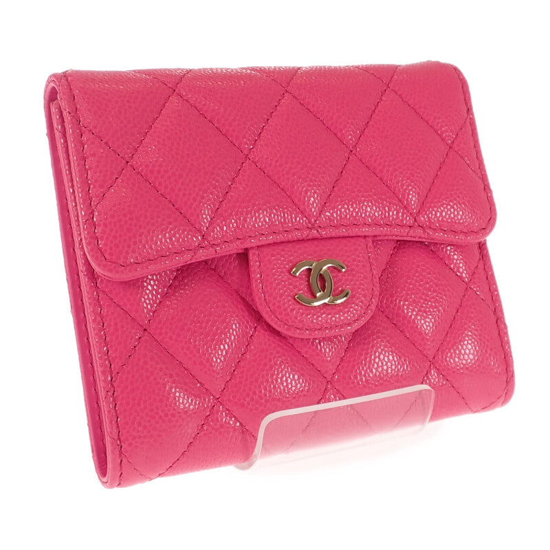 シャネル CHANEL クラシックフラップウォレット AP0231 二つ折り財布 キャビアスキン フューシャピンク レディース【中古】【Aランク】