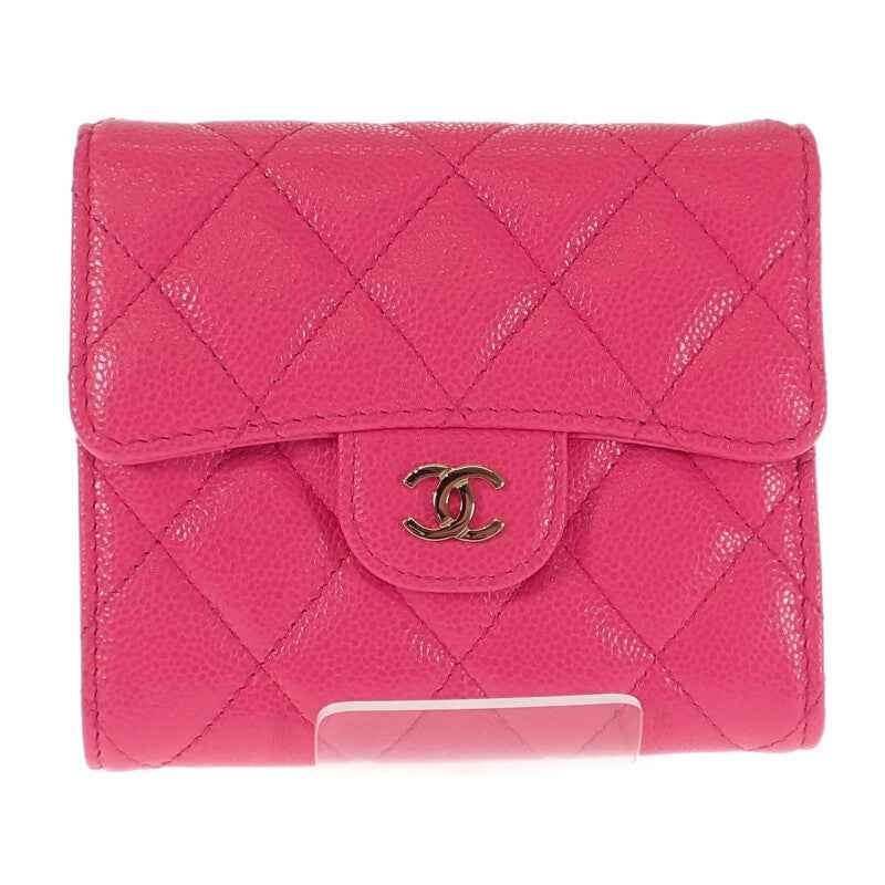 シャネル CHANEL クラシックフラップウォレット AP0231 二つ折り財布 キャビアスキン フューシャピンク レディース【中古】【Aランク】