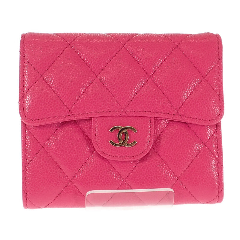 シャネル CHANEL クラシックフラップウォレット AP0231 二つ折り財布 キャビアスキン フューシャピンク レディース【中古】【Aランク】