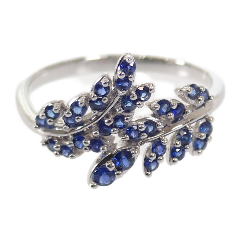 デザインジュエリー リーフ 14号 リング K18ホワイトゴールド ブルー サファイヤ レディース【中古】【Aランク】