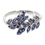 【中古】 デザイン ジュエリー リーフ リング K18ホワイトゴールド ブルー 14号 サファイヤ レディース【Aランク】