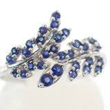 【中古】 デザイン ジュエリー リーフ リング K18ホワイトゴールド ブルー 14号 サファイヤ レディース【Aランク】