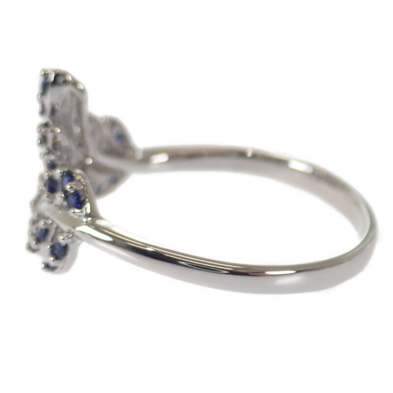 デザインジュエリー リーフ 14号 リング K18ホワイトゴールド ブルー サファイヤ レディース【中古】【Aランク】