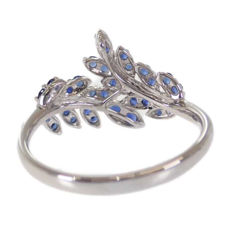 デザインジュエリー リーフ 14号 リング K18ホワイトゴールド ブルー サファイヤ レディース【中古】【Aランク】