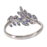 【中古】 デザイン ジュエリー リーフ リング K18ホワイトゴールド ブルー 14号 サファイヤ レディース【Aランク】