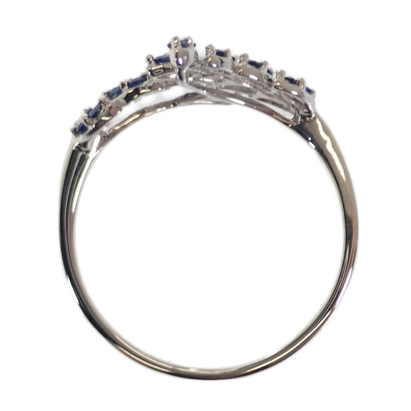 デザインジュエリー リーフ 14号 リング K18ホワイトゴールド ブルー サファイヤ レディース【中古】【Aランク】