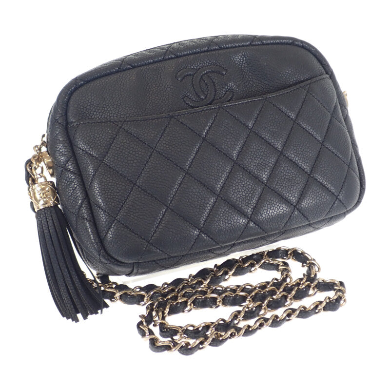 シャネル CHANEL マトラッセ カメラバッグ チェーン A57719 ショルダーバッグ キャビアスキン ブラック ゴールド金具 レディース【中古】【Bランク】
