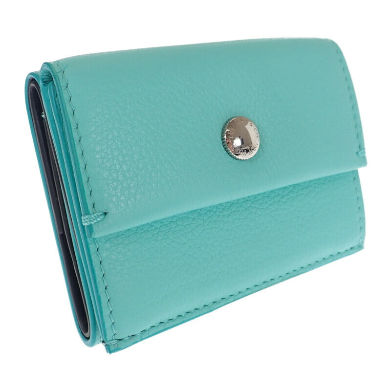 ティファニー TIFFANY&Co. コンパクトウォレット 三つ折り財布 レザー ブルー シルバー金具 レディース【中古】【Aランク】