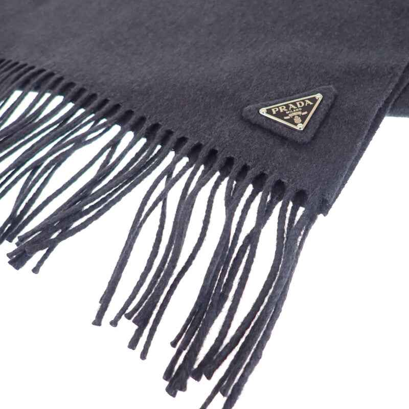 プラダ PRADA トライアングルロゴ 2FS047_2COP_F0008 マフラー シルク カシミヤ ネイビー メンズ レディース【中古】【Aランク】