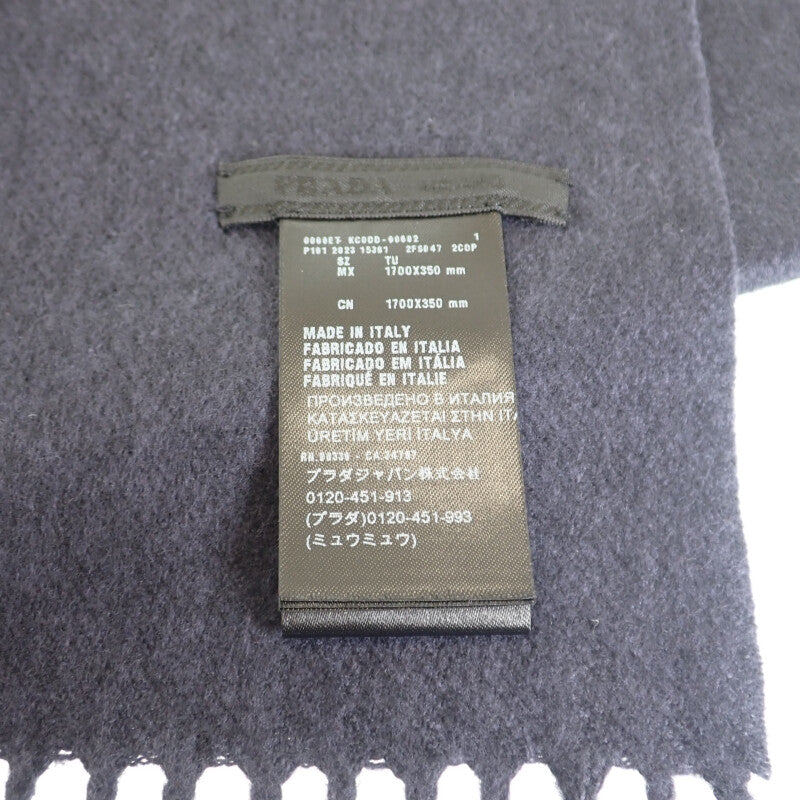 プラダ PRADA トライアングルロゴ 2FS047_2COP_F0008 マフラー シルク カシミヤ ネイビー メンズ レディース【中古】【Aランク】