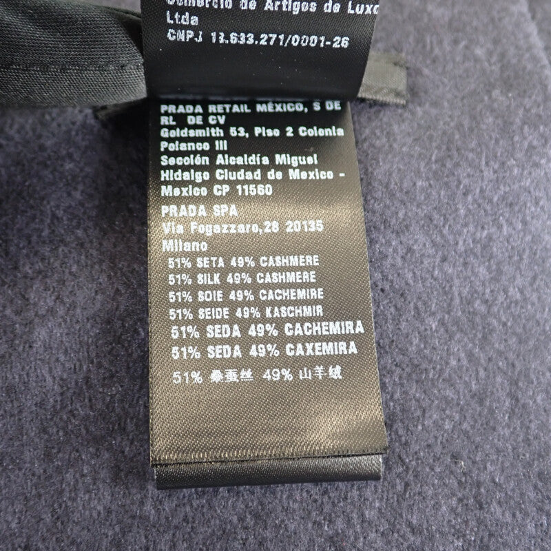 プラダ PRADA トライアングルロゴ 2FS047_2COP_F0008 マフラー シルク カシミヤ ネイビー メンズ レディース【中古】【Aランク】