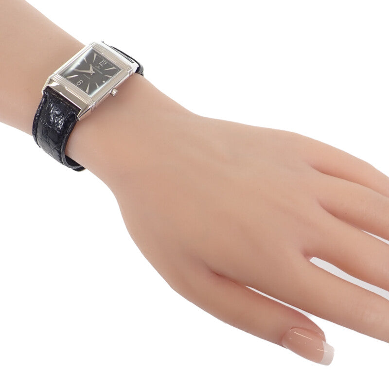 ジャガールクルト JAEGAER LECOULTRE レベルソ クラシック 250.3.86 腕時計 K18ホワイトゴールド レザー 手巻き ブラック文字盤 メンズ【中古】【Aランク】