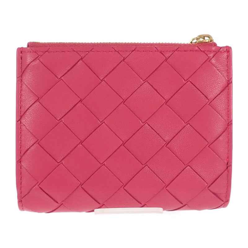 ボッテガヴェネタ BOTTEGA VENETA スモール ウォレット 742330 二つ折り財布 イントレチャート ピンク レディース【中古】【Aランク】
