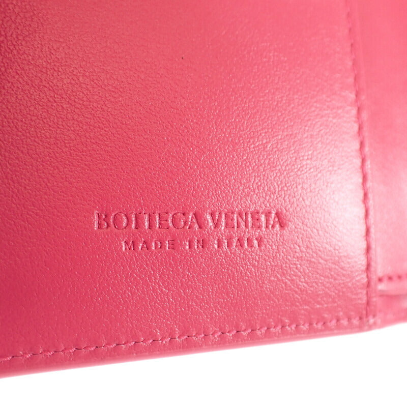 ボッテガヴェネタ BOTTEGA VENETA スモール ウォレット 742330 二つ折り財布 イントレチャート ピンク レディース【中古】【Aランク】