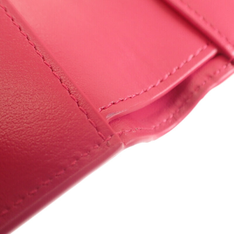 Bottega Veneta 寶緹嘉 742330 小型編織皮革二折錢包 粉色 女款【中古】【A級】