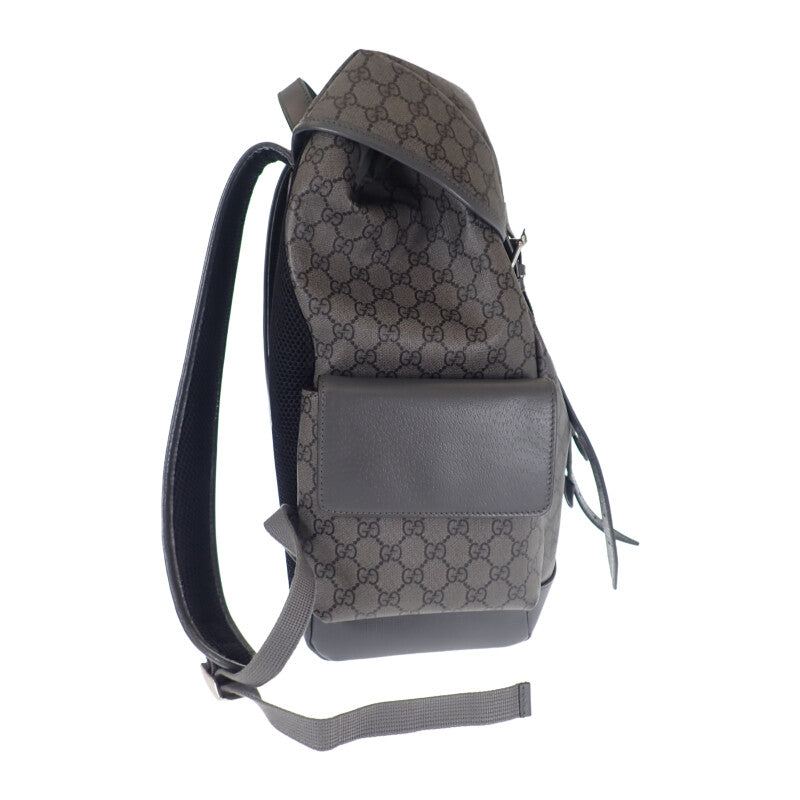 GUCCI 古馳 Ophidia 中號雙肩包 598140_FABHU_8863 後背包 GG Supreme 帆布 灰色 黑色 男款【二手】【A級】